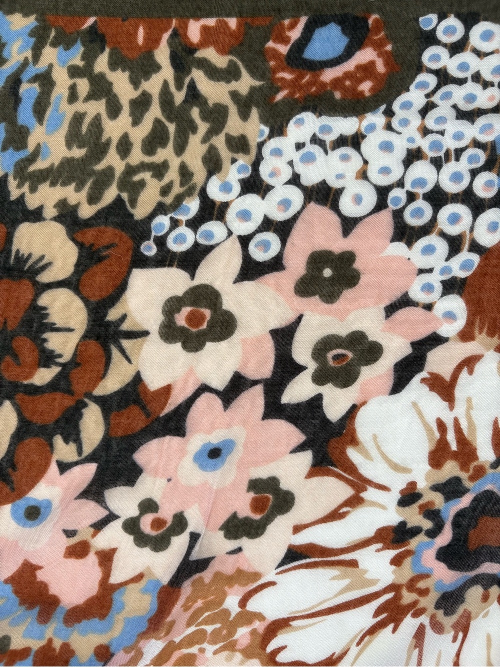 Vera Bradley Floral Scarf Blue Rust Pink 100% Rayon 26 x 76 - Picture 6 of 9